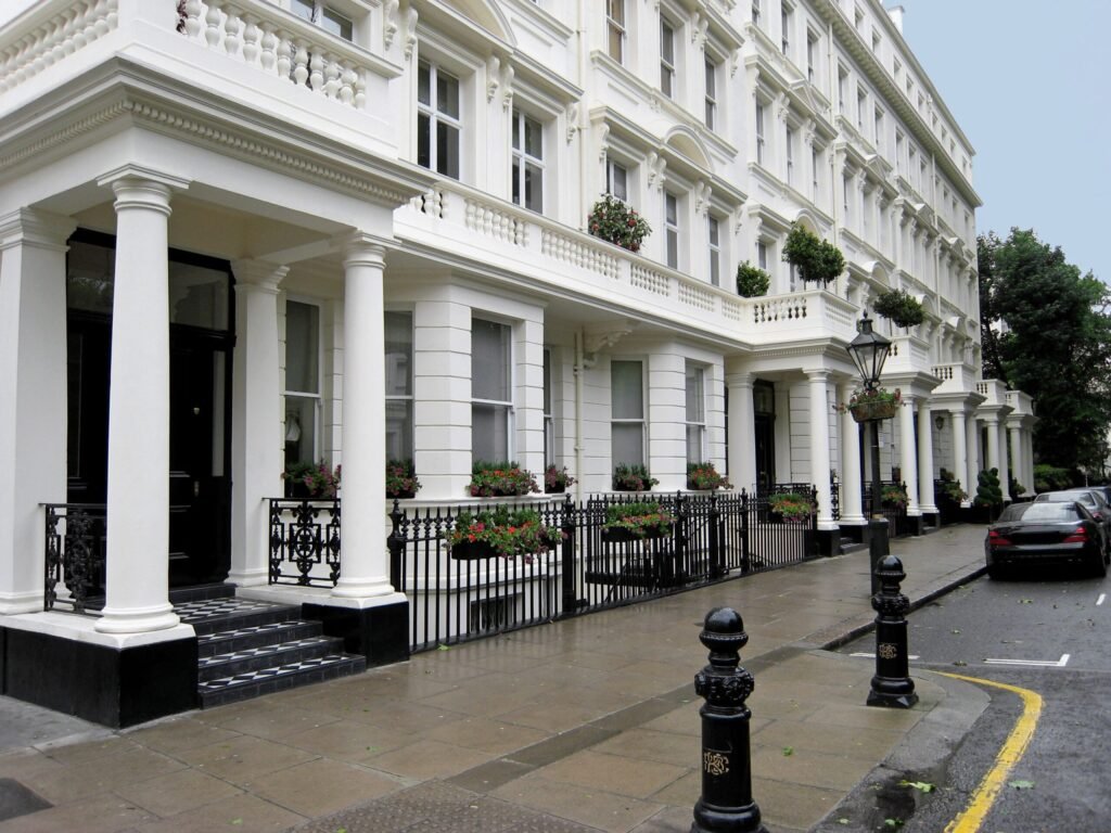 Typical upper class Victorian townhouses of the type seen in many streets in Belgravia and Kensington